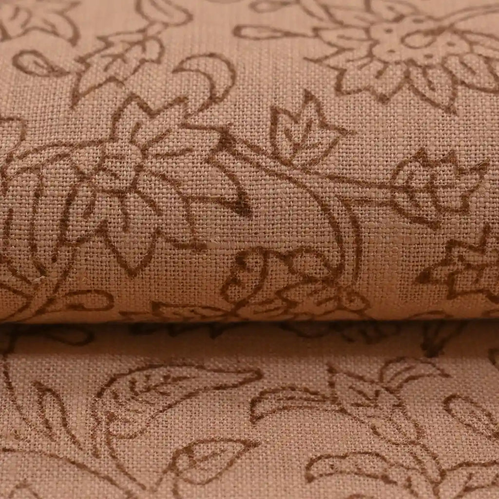 Quiet Vines Coral Linen Fabric Linen Fabric