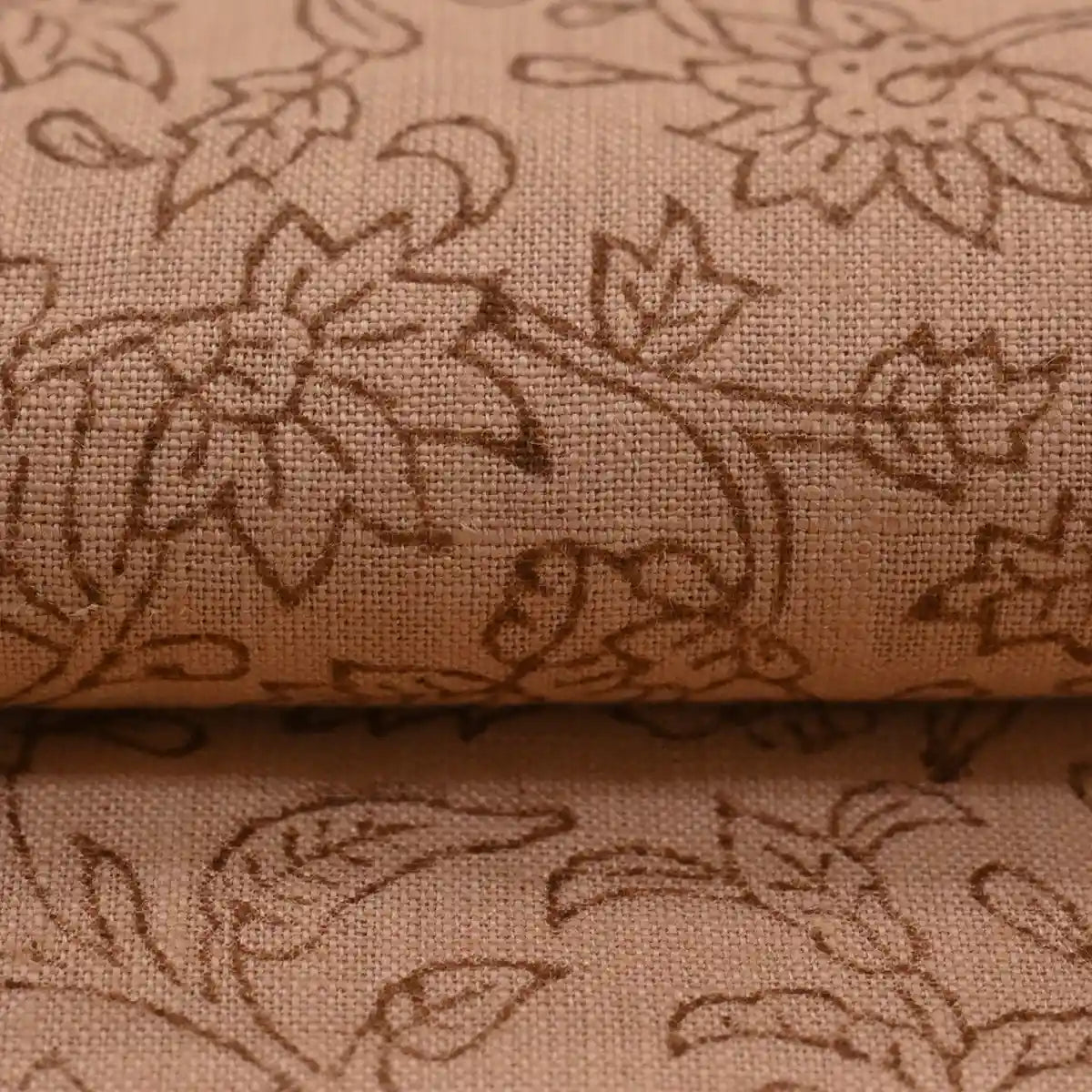 Quiet Vines Coral Linen Fabric Linen Fabric