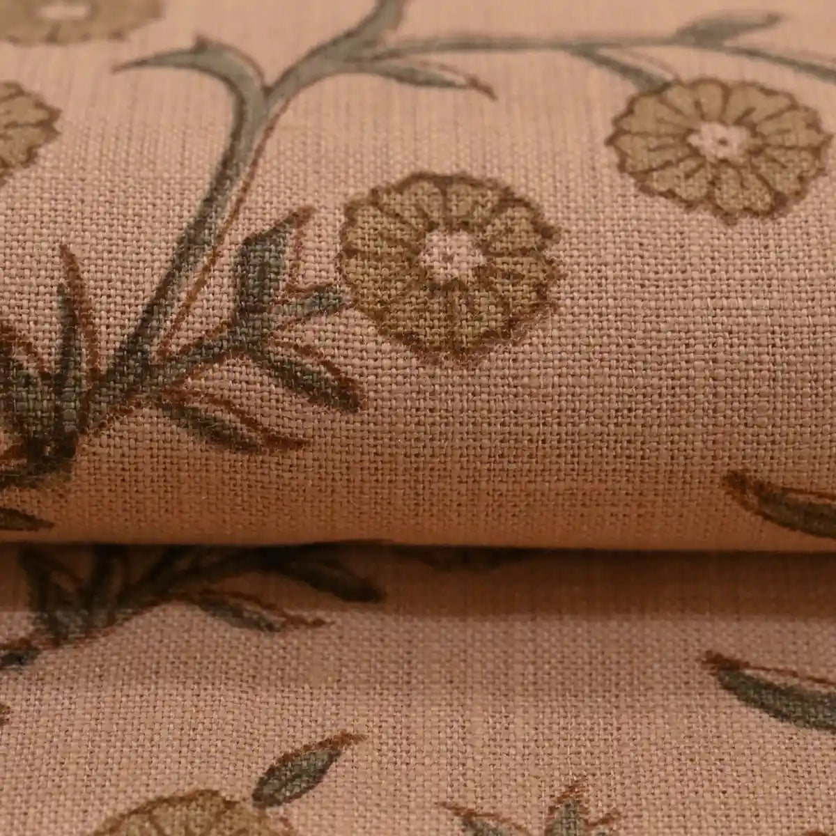 Ochre Bloom Linen Fabric Linen Fabric