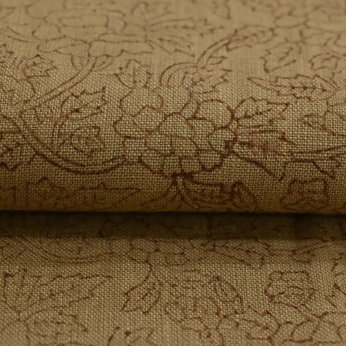 Vines & Petals Tan Dust Linen Fabric Linen Fabric