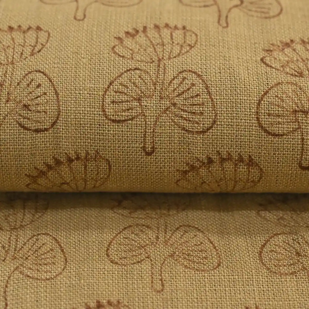 Flora Bloom Tan Dust Linen Fabric Linen Fabric