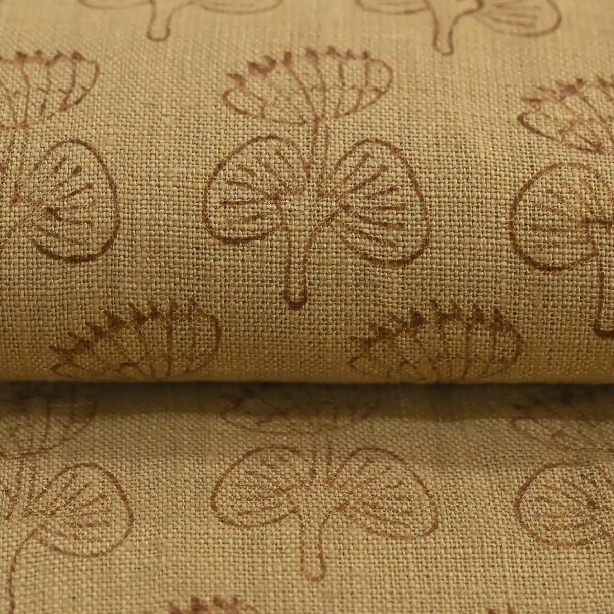 Flora Bloom Tan Dust Linen Fabric Linen Fabric