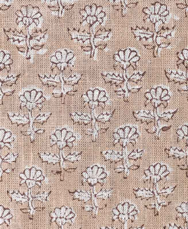 Iris Linen Block Print Linen Fabric