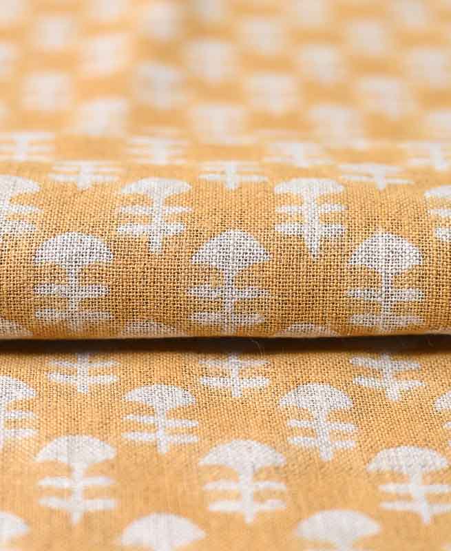 Edith Block Printed Linen Fabric Linen Fabric