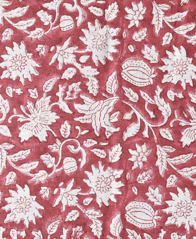 Adrian Hand Block Printed Linen Fabric Oxblood Linen Fabric