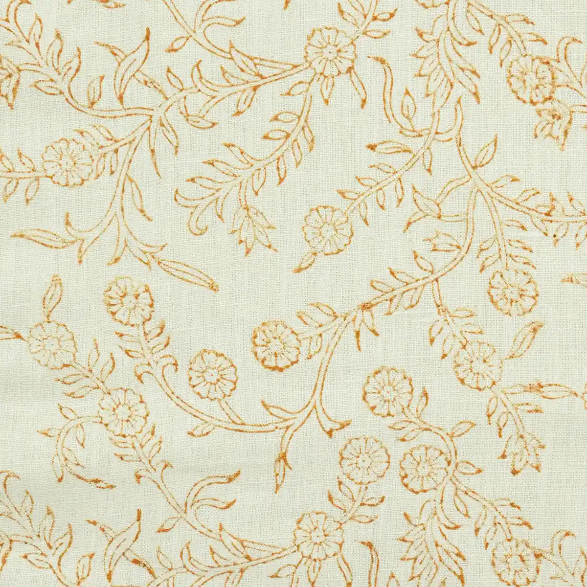 Botanical Drift Ochre Bloom Linen Pillow Cover - Ivory & Mustard Pillow Covers