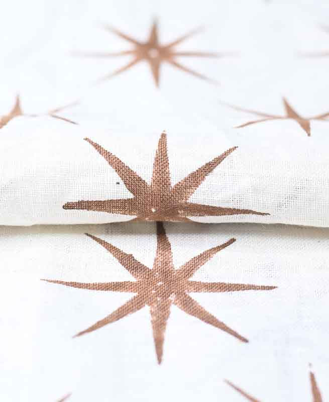 Lou Star Handloom Block Print Fabric Linen Fabric