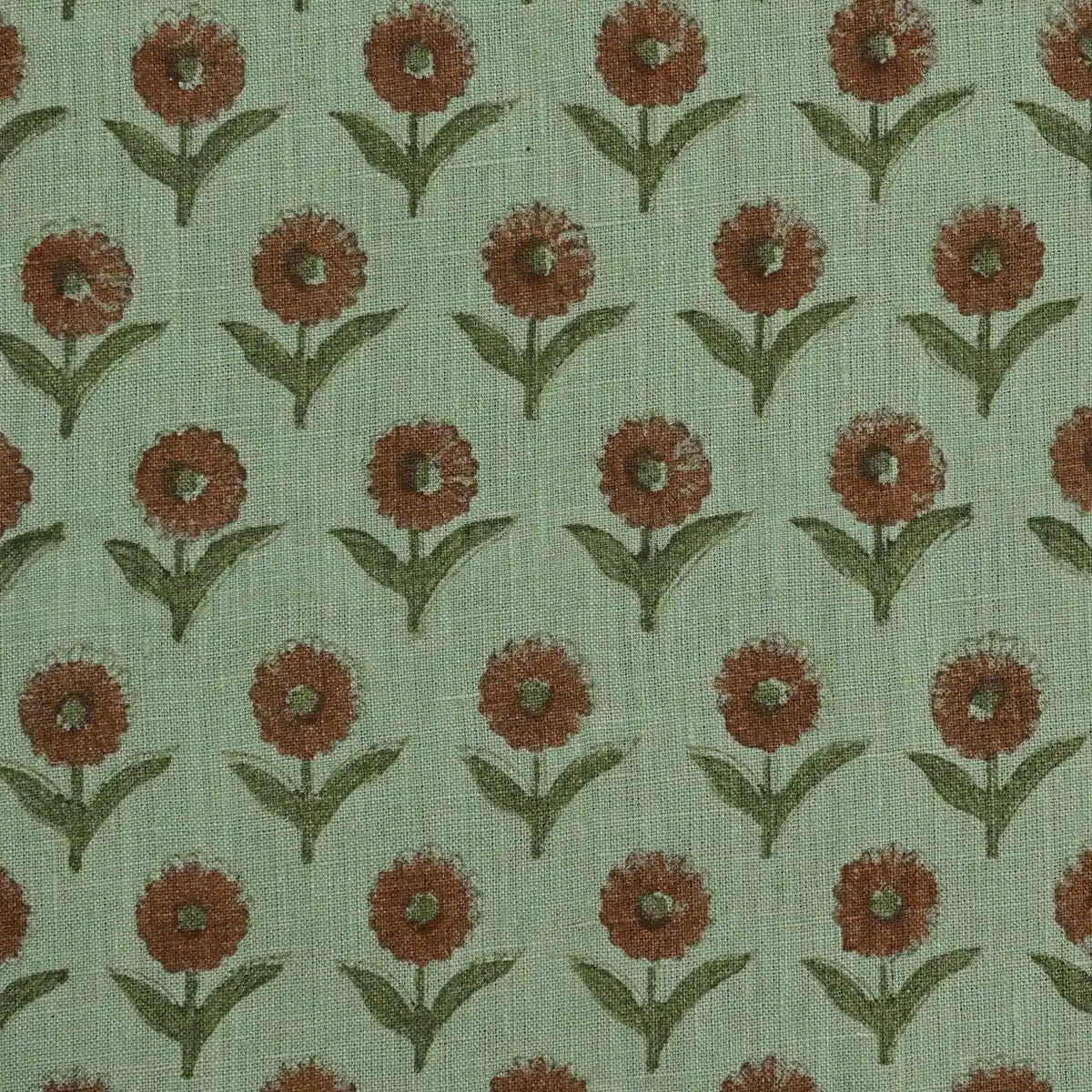 Botanical Drift Ditsy Bloom Linen Pillow Cover - Mint Green & Rust Pillow Covers