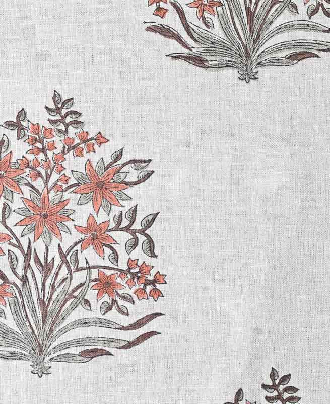 Danielle Indian Block Print Linen Spiced Pumpkin Linen Fabric