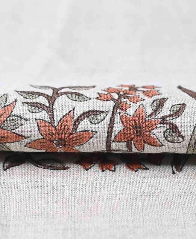Danielle Indian Block Print Linen Linen Fabric