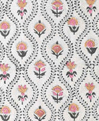 Seraphina Ethnic Designer Floral Print for Upholstery Fern Linen Fabric