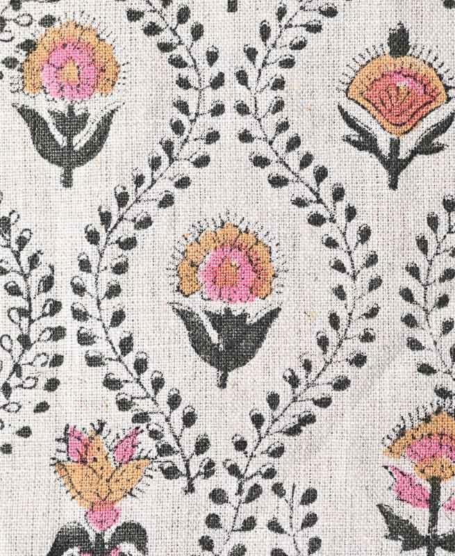 Seraphina Ethnic Designer Floral Print for Upholstery Linen Fabric