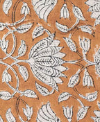 Tulip Flower Block Print Upholstery Fabric Linen Fabric