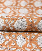 Tulip Flower Block Print Upholstery Fabric Linen Fabric