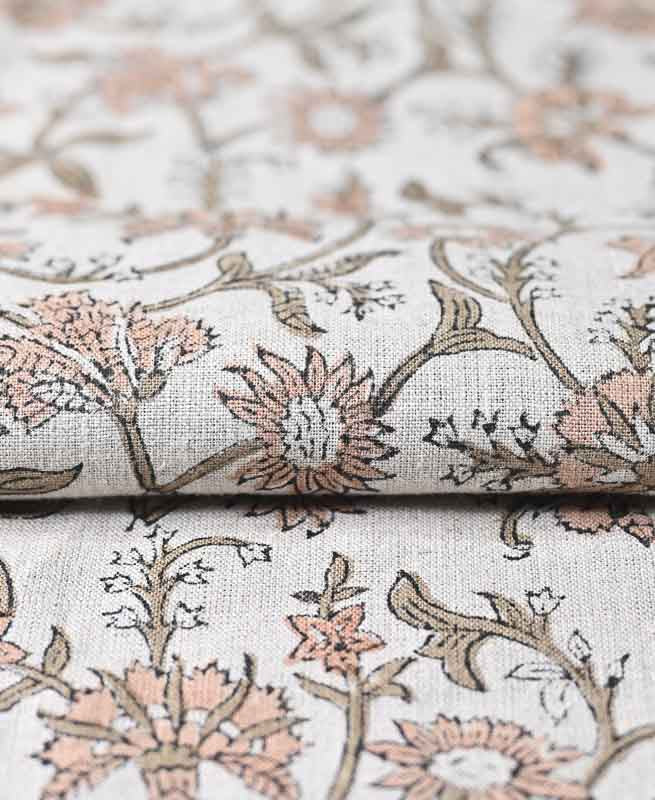 Cora Hand Block Printed Linen Linen Fabric
