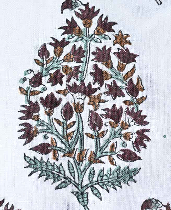 Brittany Hand Block Printed Linen by the Yard Linen Fabric