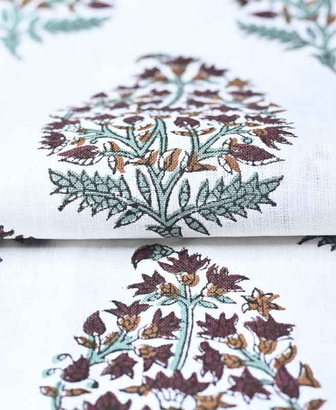 Brittany Hand Block Printed Linen by the Yard Linen Fabric