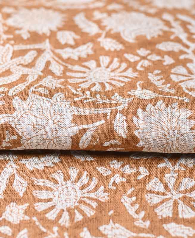 Bradley Hand Block Printed Linen Upholstery Fabric Linen Fabric