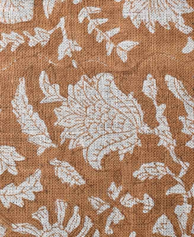 Bradley Hand Block Printed Linen Upholstery Fabric Linen Fabric