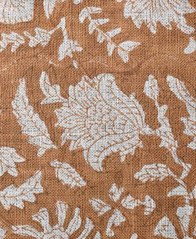 Bradley Hand Block Printed Linen Upholstery Fabric Linen Fabric