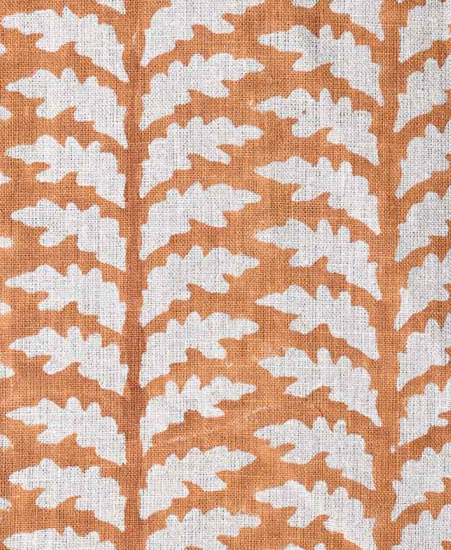 Scottie Hand Block Printed Linen Fabric Mustard Beige Linen Fabric