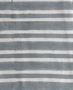 Natural Block Multistripes Heavy Linen Fabric for Upholstery - Teal Blue Linen Fabric