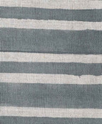 Natural Block Multistripes Heavy Linen Fabric for Upholstery - Teal Blue Linen Fabric