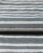 Natural Block Multistripes Heavy Linen Fabric for Upholstery - Teal Blue Linen Fabric