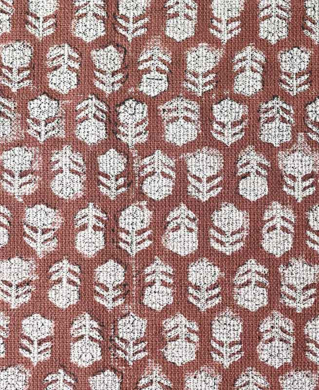 Jade Hand Block Printed Linen Fabric Oat Linen Fabric