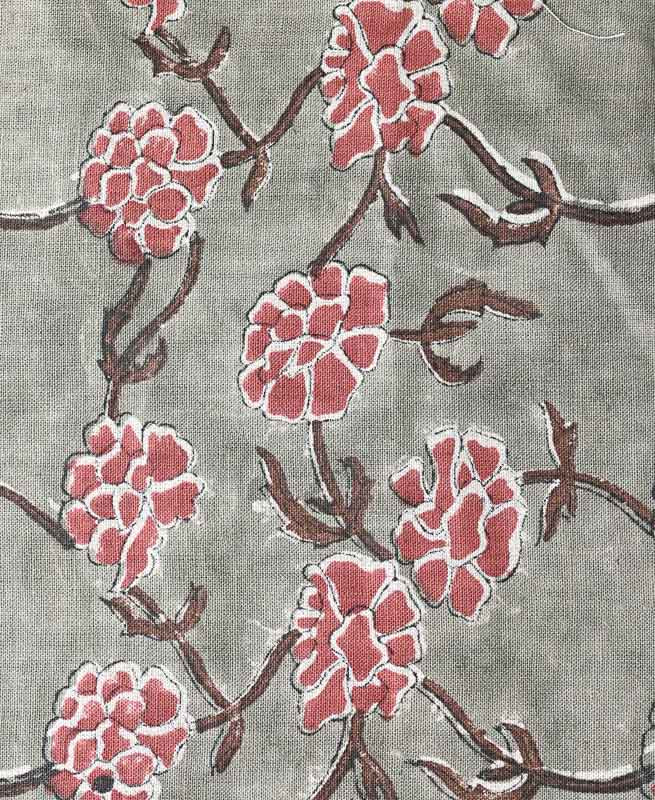 Joselyn Indian Hand Block Print Linen Fabric Chestnut Red Linen Fabric
