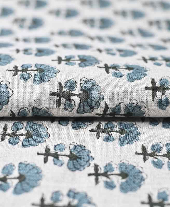 Sage Linen Block Print Fabric Linen Fabric