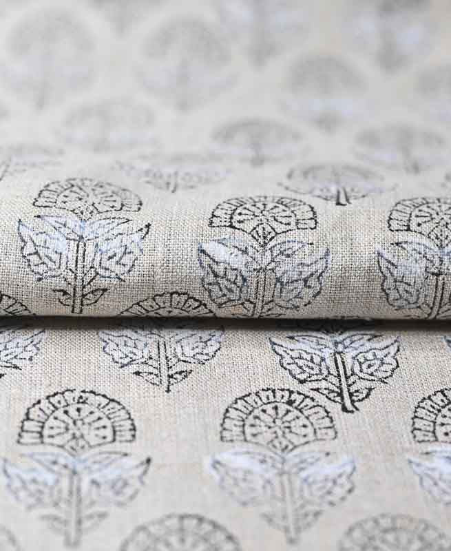 Peregrine Block Print Thick Linen Fabric Linen Fabric