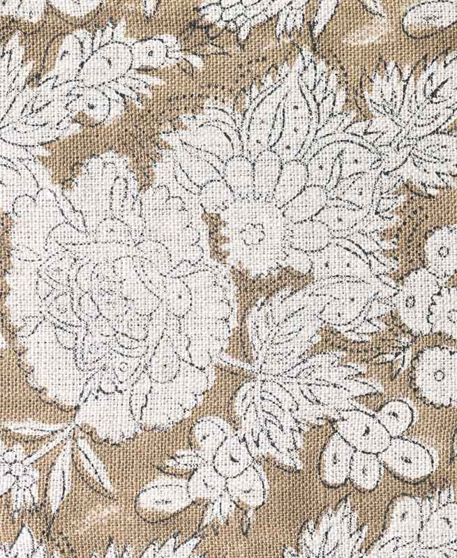Brice Hand Block Printed Linen Fabric Deep Camel Linen Fabric