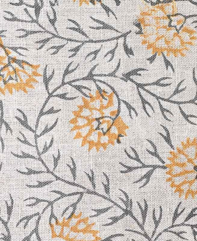 Casey Block Printed Linen Fabric Linen Fabric
