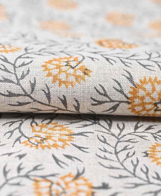 Casey Block Printed Linen Fabric Linen Fabric