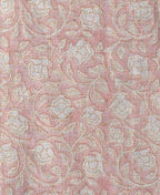 Clementine Hand Block Printed Linen Fabric Peach and Brown White Linen Fabric