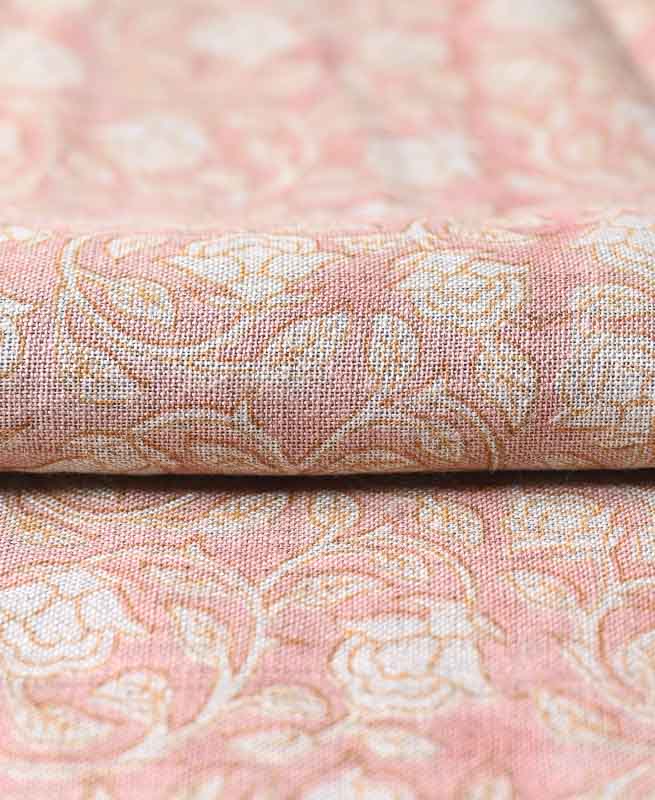 Clementine Hand Block Printed Linen Fabric Linen Fabric
