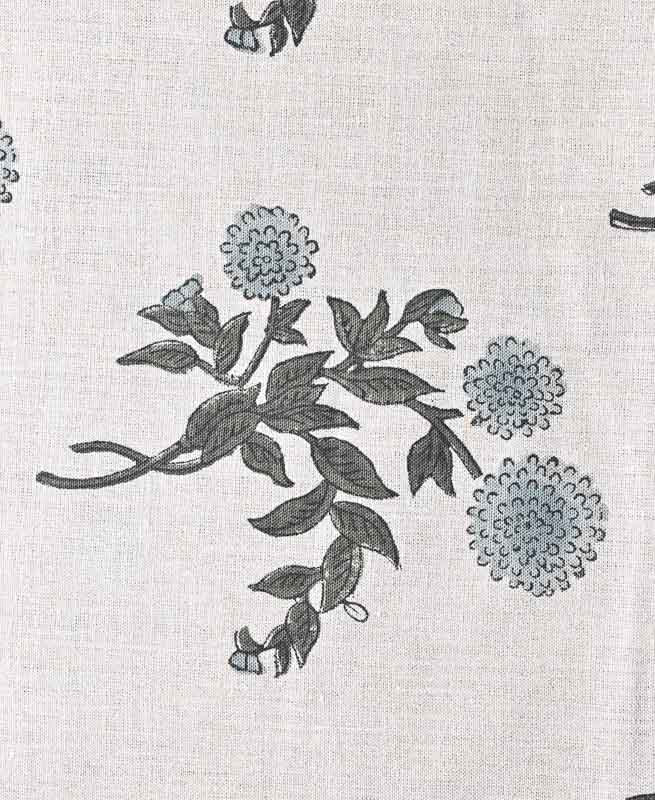 Tony Hand Block Printed Upholstery Linen Fabric Dusty Blue Linen Fabric