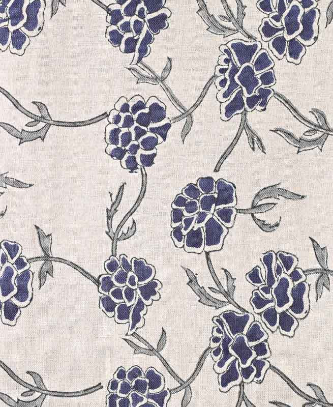 Edward Indian Hand Block Print Linen Fabric Ash Grey Linen Fabric