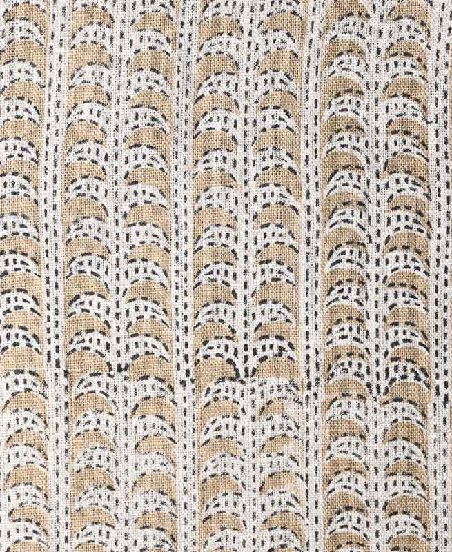 Dixie Hand Block Print Linen Fabric Yard Oat Linen Fabric