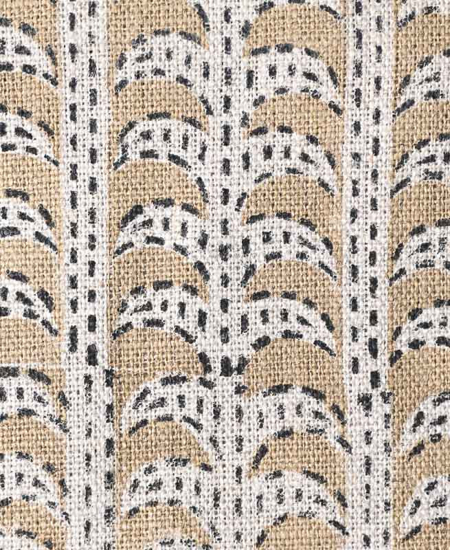 Dixie Hand Block Print Linen Fabric Swatch Oat Linen Fabric