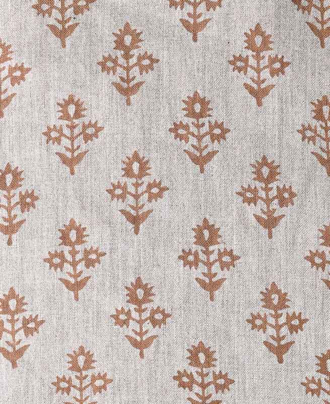 Naomi Linen Upholstery Fabric Brown Off-White Linen Fabric