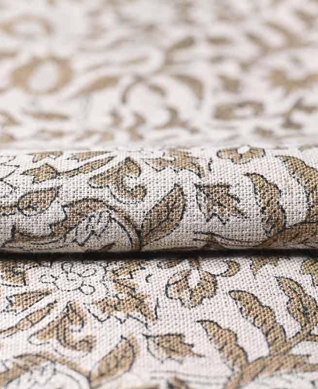 Devon Block Printed Linen Fabric Linen Fabric