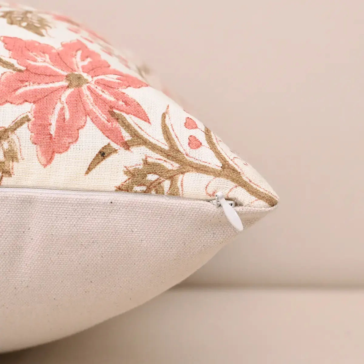 Botanical Drift Blossoms Trail Linen Pillow Cover - Ivory & Pink Pillow Covers