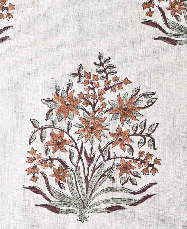 Danielle Indian Block Print Linen Linen Fabric