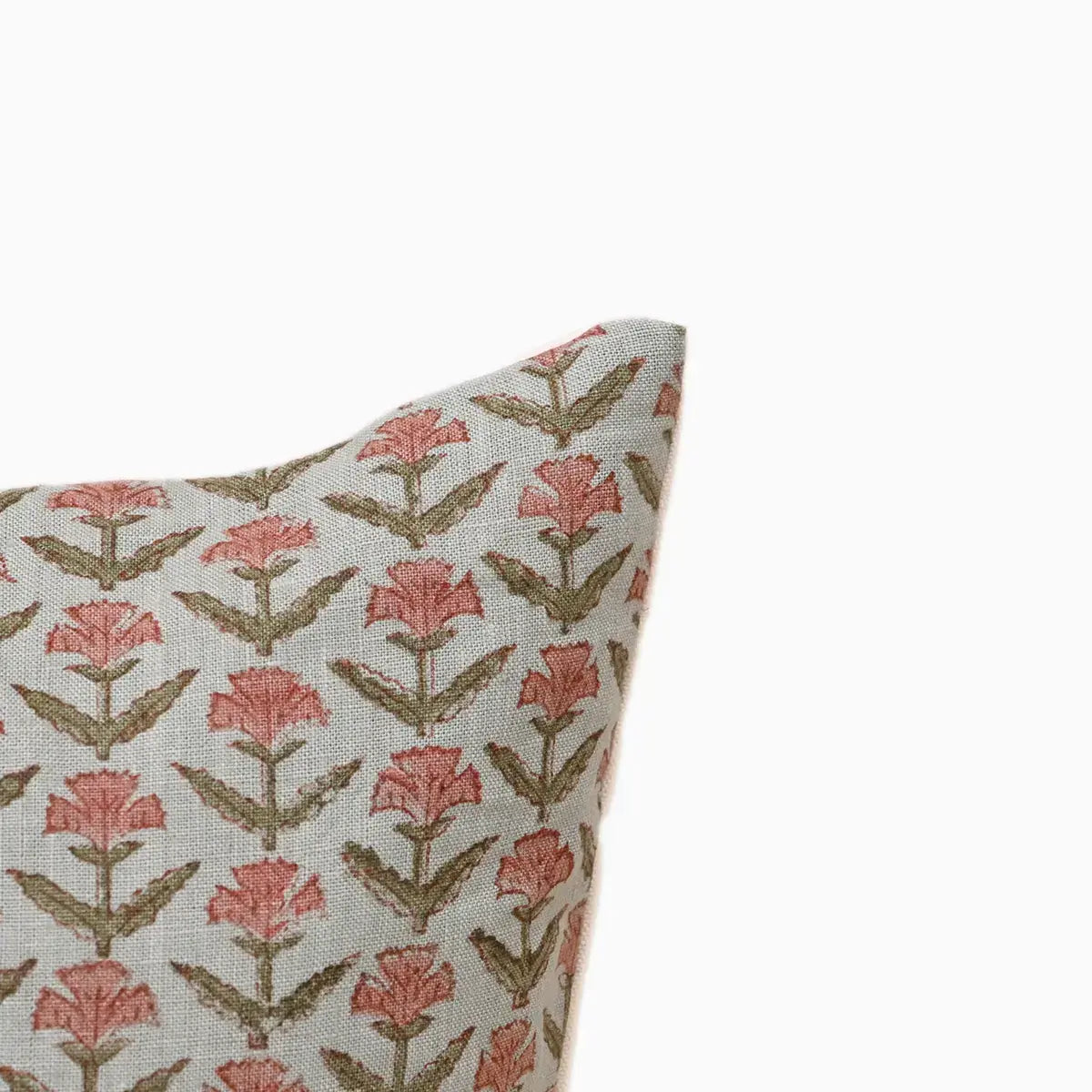 Botanical Drift Ditsy Floral Linen Pillow Cover – Washed Aqua & Pink Pillow Covers