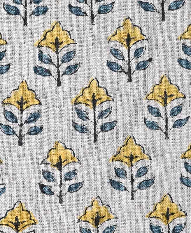 Sansa Handloom Linen Block Print Fabric Linen Fabric
