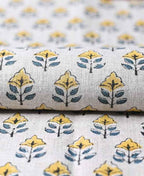 Sansa Handloom Linen Block Print Fabric Linen Fabric