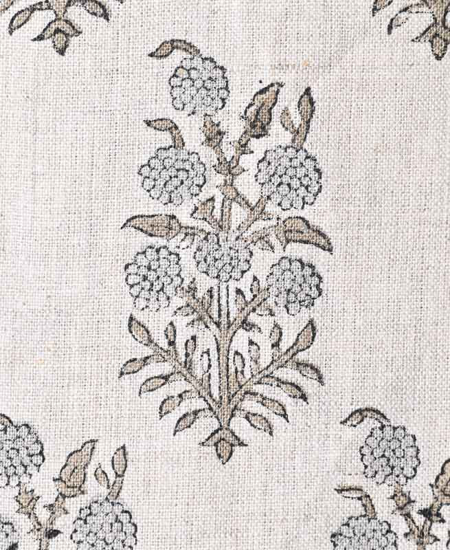 Clover Block Printed Linen Fabric Linen Fabric