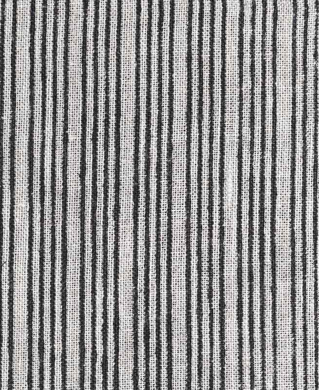 Natural Block Multistriped Heavy Linen Fabric for Upholstery